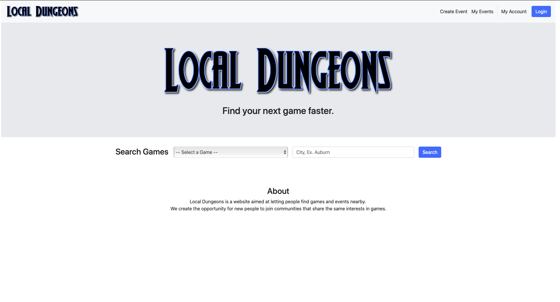 Local Dungeons homepage